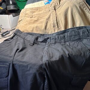 2 pairs cargo shorts waist size 38”. Tron jeans co, and George.